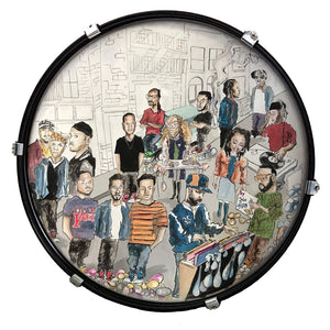 Hip Hop Collage gemalt von Juliana Saib als Kunstdruck auf Schlagzeugfelle