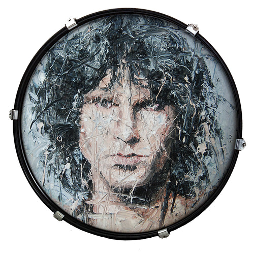 Jim Morrison im Original von Oliver Jordan als Kunstdruck auf Schlagzeugfelle