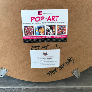 Pop-Art von Stefanie Pappe-Stellbrink als Kunstdruck auf einem Schlagzeugfell, rückseitig handsigniert